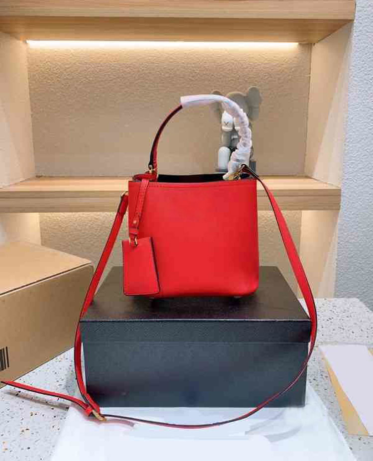 

3A designer Shoulder CrossBody Bag Tote Bucket fashion crossbody Bags Women Handbag Real Leather WOMENS luxury handbags totes Wallet Female Purses RED 1BA217