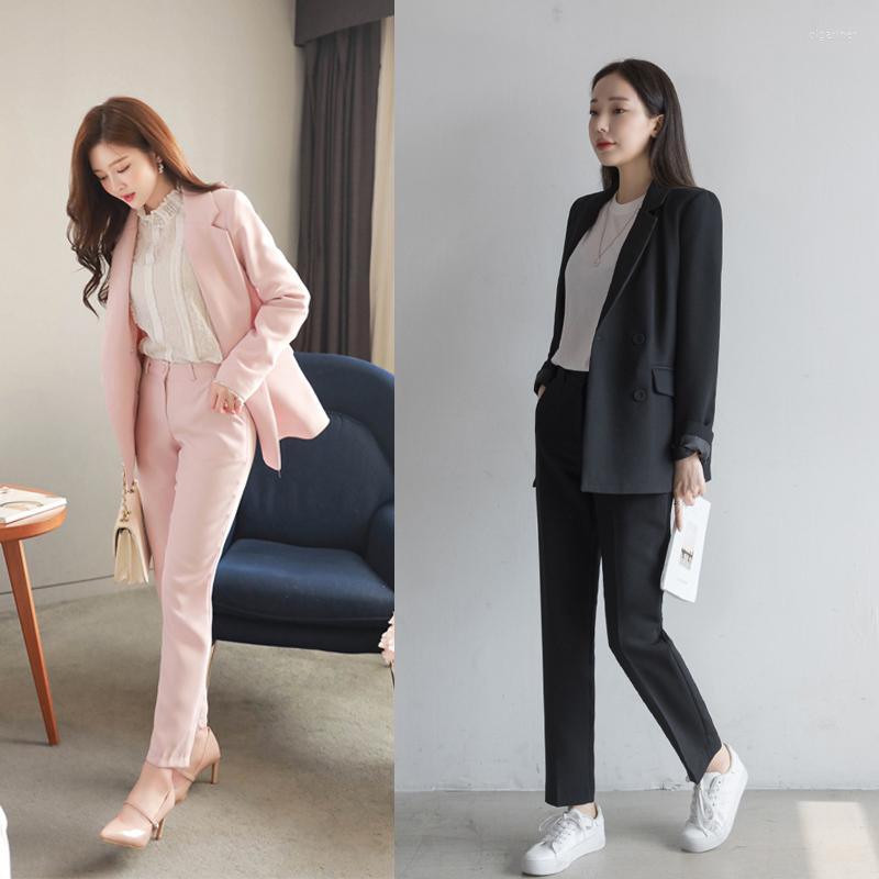 

Women' Tracksuits Women Two Piece Outfits Suit Female Spring And Autumn Fashion Temperament Slim OL Professional Solid Color