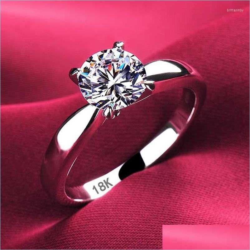 

Cluster Rings Cluster Rings Never Fade 18K White Gold For Women 2 0Ct Round Cut Zirconia Diamond Solitaire Ring Wedding Band Engagem Dhmpv