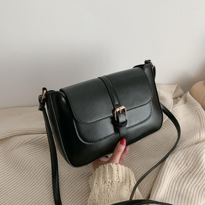 

Evening Bags Fashion Vintage Small Flap Messenger Bag PU Leather Women Shoulder Crossbody 2022 Women's Handbags Purses, Black