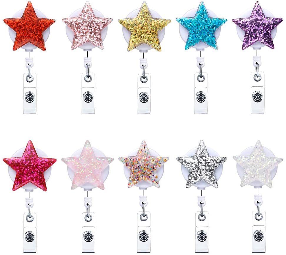 

Key Rings Bling Star Badge Clips Id Reel Clip On Card Holders Nurse Retractable Holder Drop Delivery 2022 Smtqy