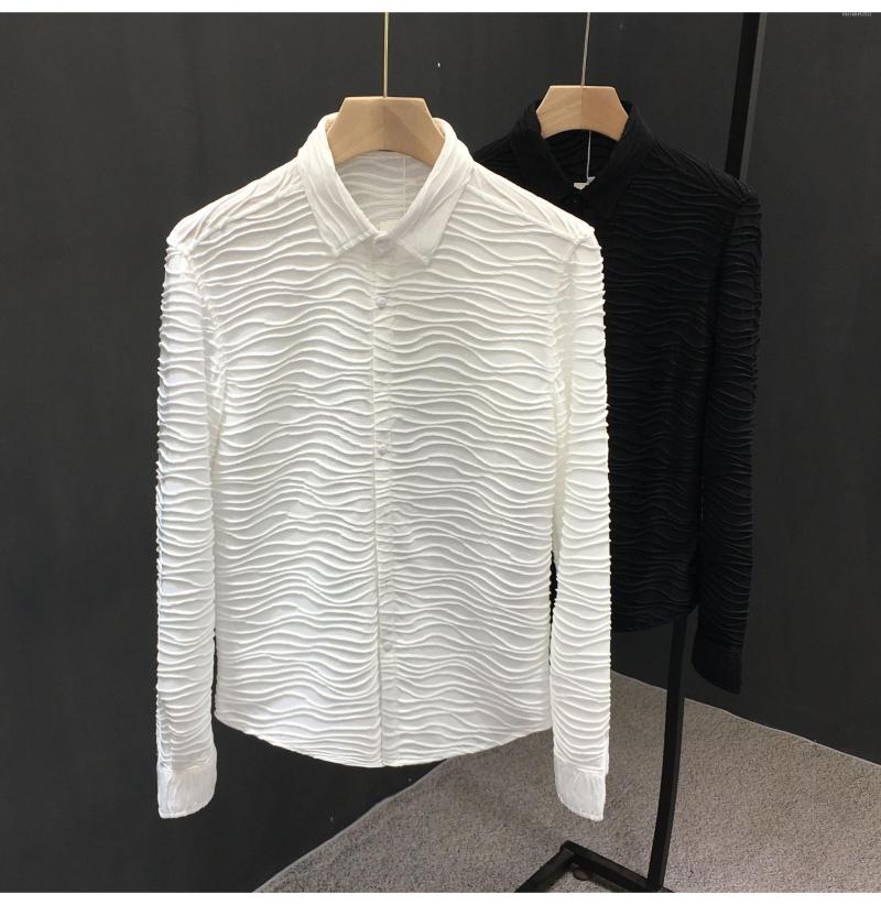 

Men's Casual Shirts T1036 Fashion Men's 2022 Runway Luxury European Design Party Style Clothing, Black