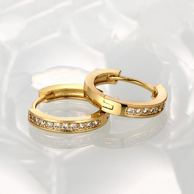 

Hoop Earrings Gold Color Circle Huggie Luxury Zircon Ear Hoops Accessories For Women Party Gifts Fashion Jewelry Low Price