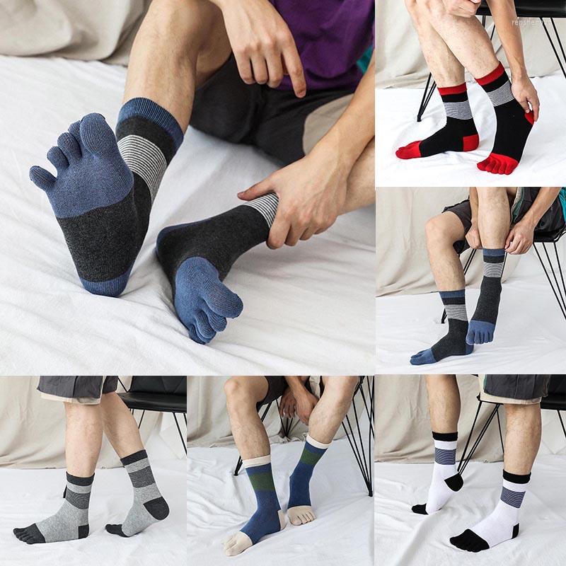 

Men's Socks Men Stripe Five Toe Autumn Winter Mid-Calf Tube Breathable Soft Warm Comfortable Thicken Absorbs Sweat 2022, Black