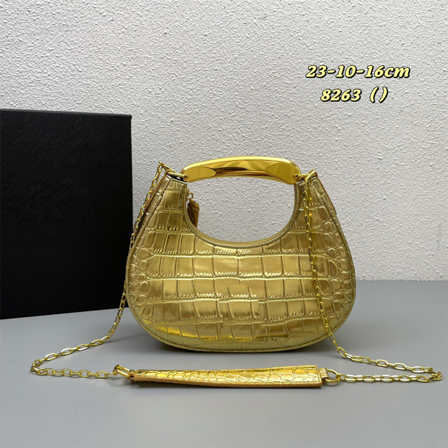 

Crocodile print shoulder bags Designer Tote bag for ladies Gold hardware Accessories chain Crossbody bag letter logo Flat handle handbag fashion lady's Purse
