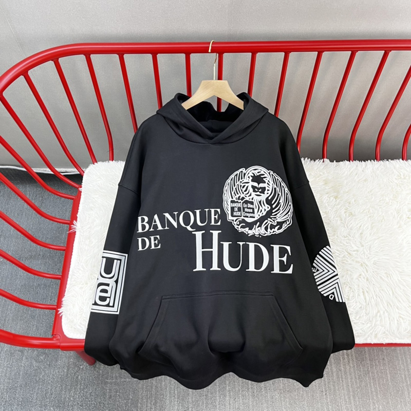 

22fw USA Autumn Winter Banque De Hoodie Skateboard high street Hoody Men Women streetwear Hooded Sweatshirt Pullovers, Black