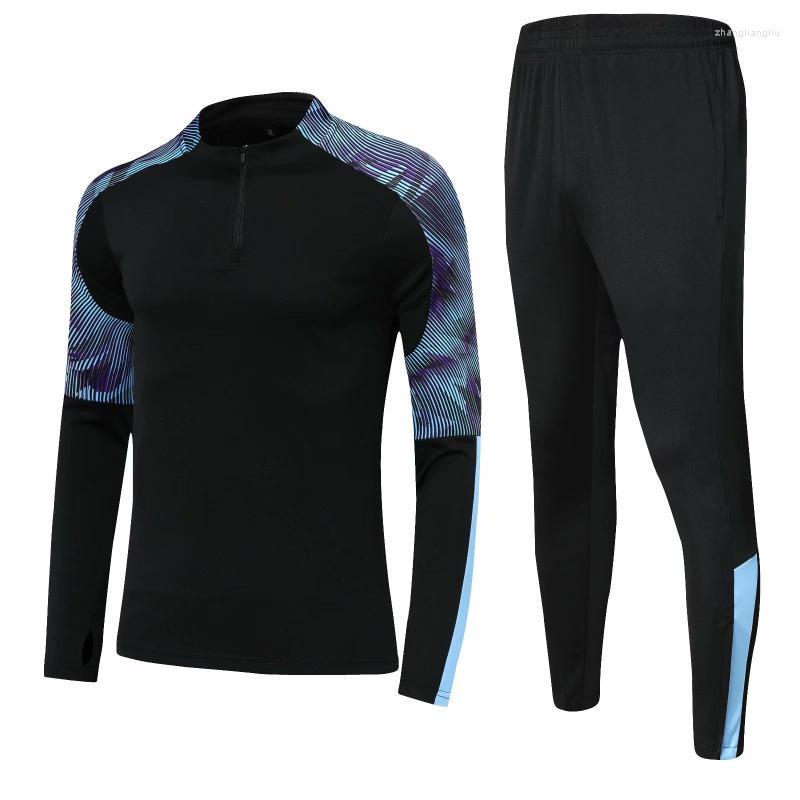 

Gym Clothing HQ Men Children Suit Soccer Football Jerseys Sport Running Training Fitness Tracksuit Sportswear Long Sleeve Hoodie Sweater, Blue 1set 2pcs