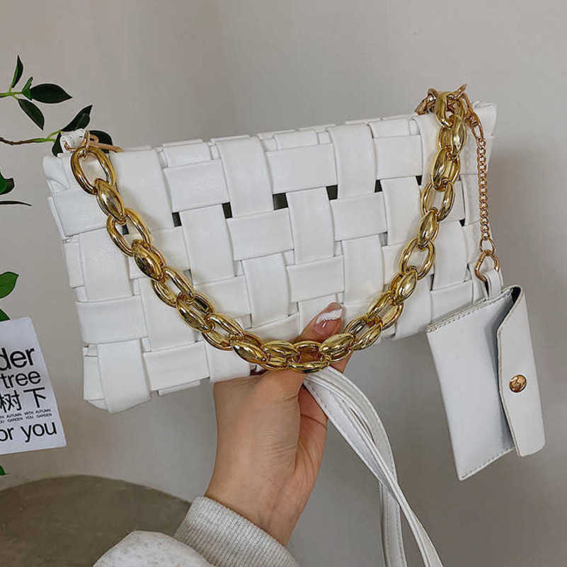 

Evening Bags Western Weave Texture Small Square 2022 New Chain Handbag One shoulder Crossbody Women's Bag, Black