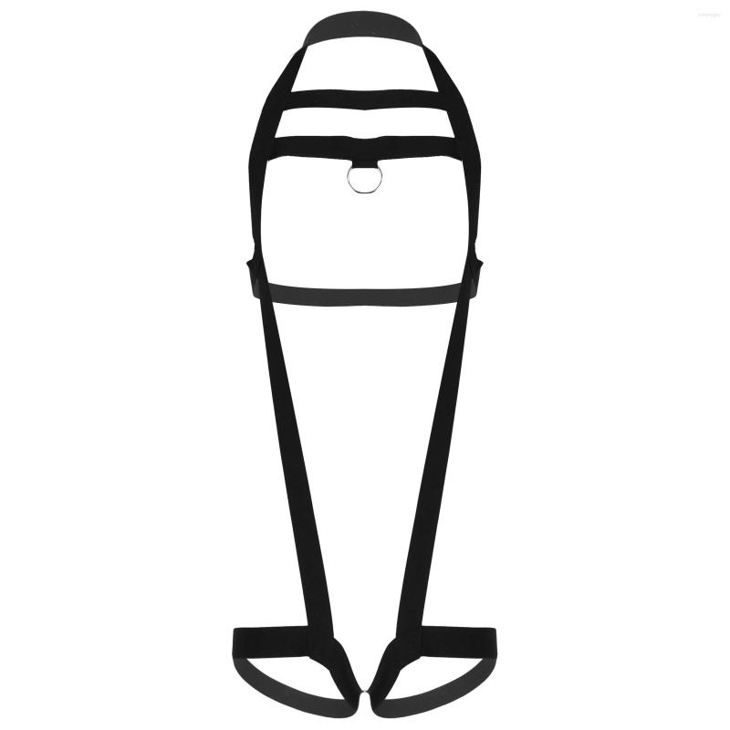 

Men's G Strings Men Halter Elastic Strappy Garter Bodysuits Body Shoulder Chest Harness Belt Teddies Nightclub Nightwear Performance, Black