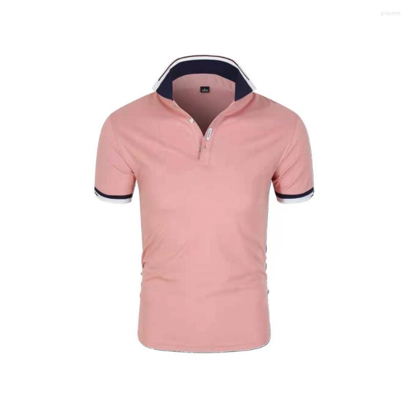 

Men's Polos 2022 Summer High-quality Solid Color Striped Patch Collar Short-sleeved Polo Shirt Fashion Classic Casual Business To, Gray