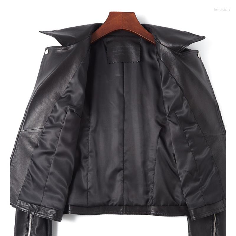 

Women's Leather Real Sheepskin Jacket Women Genuine Jackets Famale Short Korean Cool Woman's Clothes Chaqueta Piel Mujer SQQ19, Black