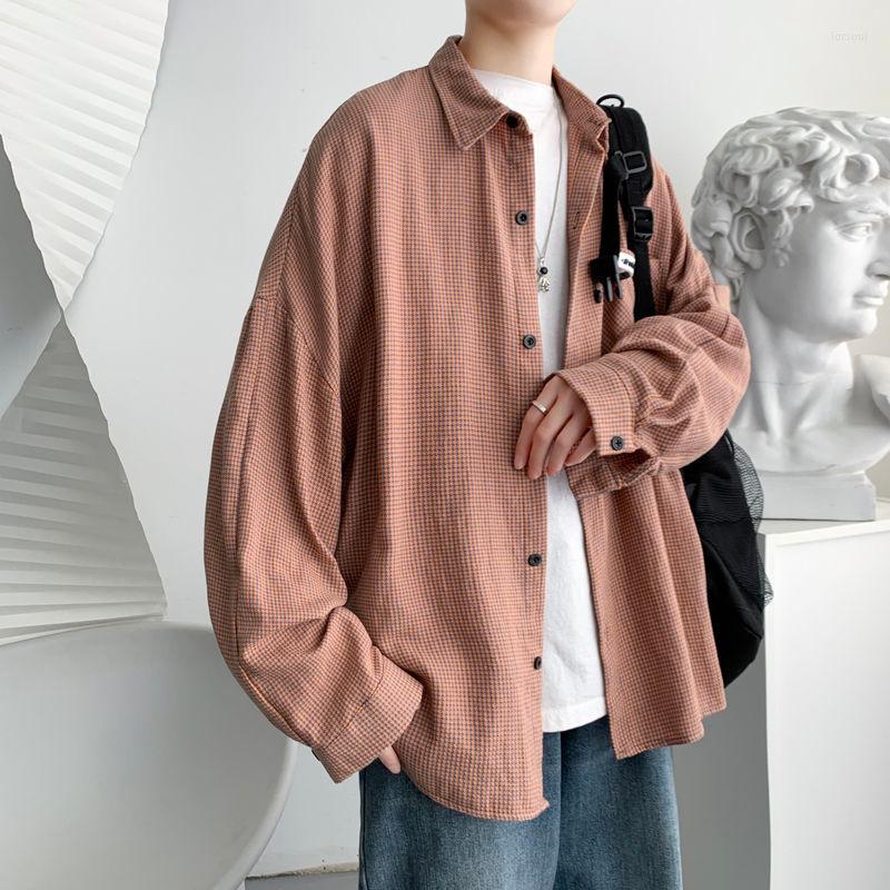

Men's Casual Shirts Men's Shirt Long Sleeve Solid Color Grid Loose Spring Tidal Current Streetwear Direct Selling Recommend 2022, Blue