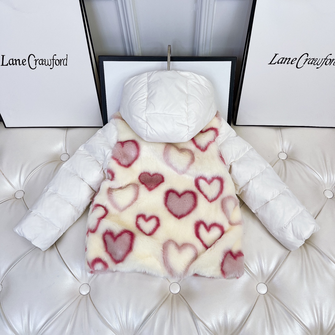

Designer Kid clothe Kids Coats Down Coat Baby Clothes Jacket With heart-shaped Thick Warm Outwear Girl Boy Girls Classic Check khaki -160cm, White