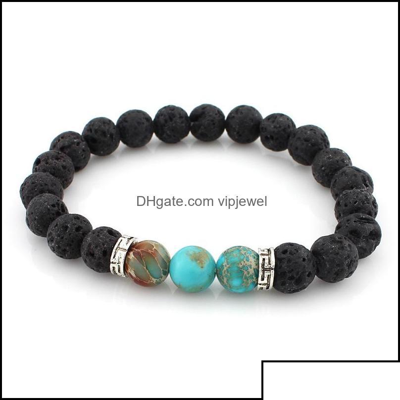 

Charm Bracelets Charm Bracelets Jewelry Fashion Natural Black Lava Stone Turquoise Bracelet Aromatherapy Essential Oil Diffuser For Otlp5