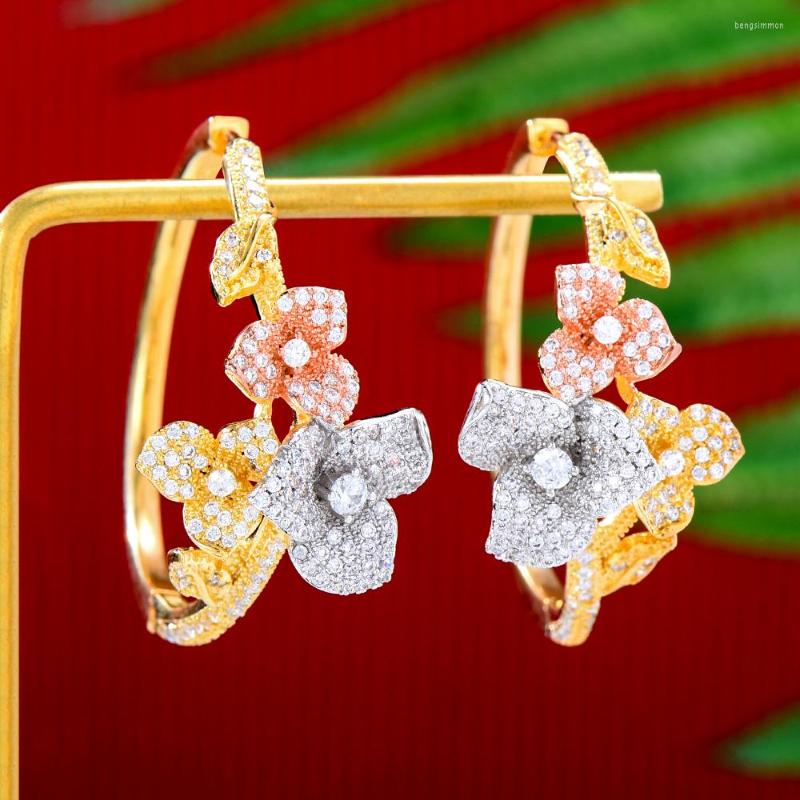 

Hoop Earrings GODKI Luxury Flower Cubic Zircon Statement Big For Women Wedding DUBAI Bridal Round Circle 2022
