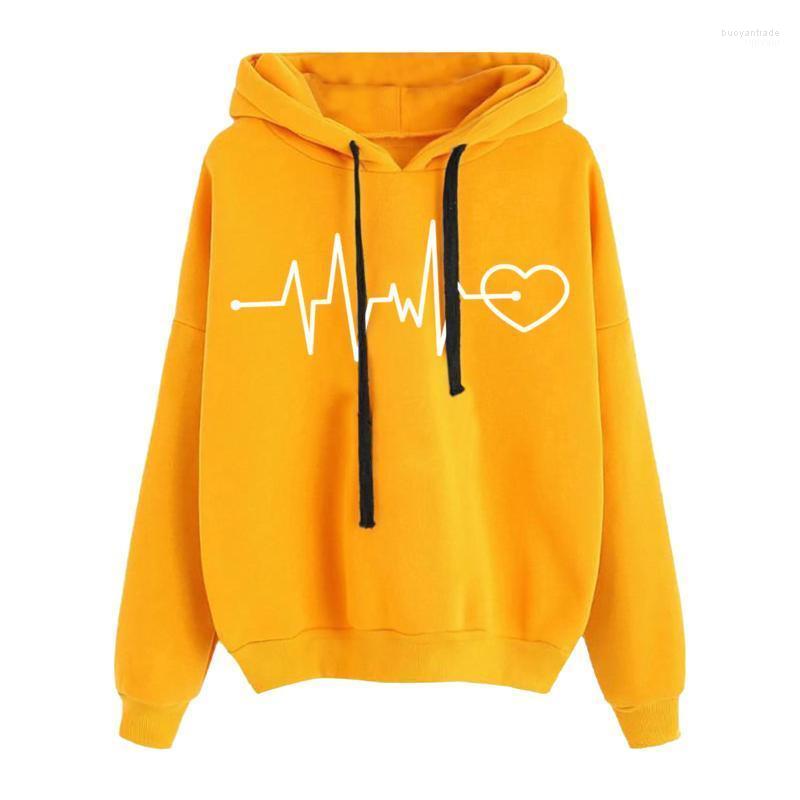 

Women' Hoodies Women' & Sweatshirts Casual Pullovers 2022 Heartbeat Print Women Long Sleeve Mujer Autumn Winter Harajuku Streetwear, Black