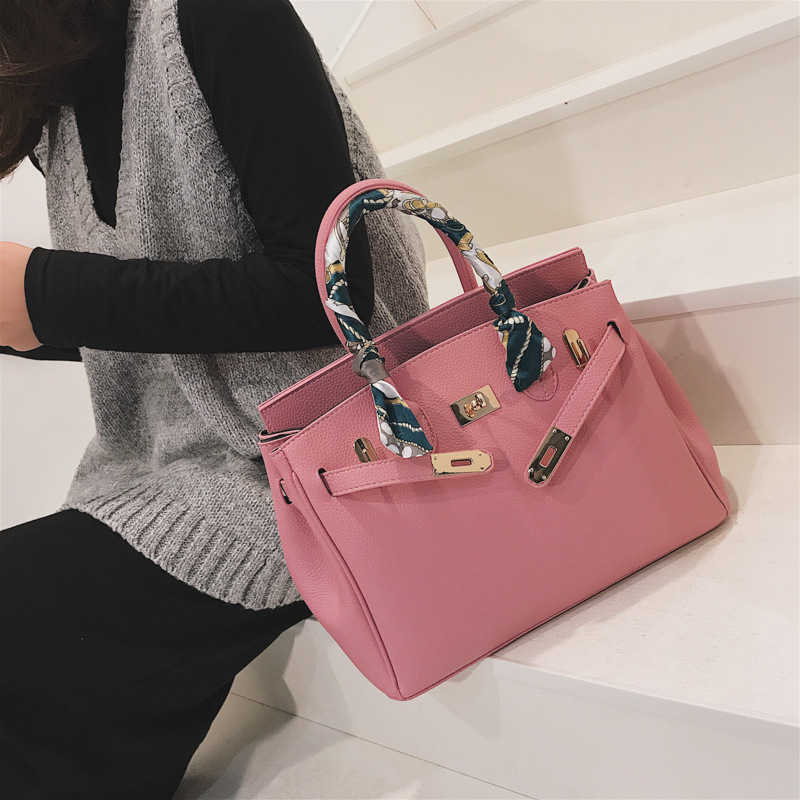 

Women totes bag shoulder Herme birkins Pure hand 2022 autumn and summer silk scarf litchi Single Shoulder Messenger lock, Red