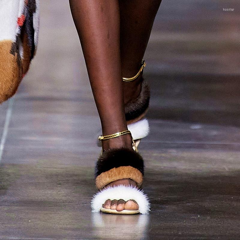 

Sandals Fashion Transparent Heel Designer Women High Slippers Outdoor Beach Gladiator Shoes Fur Ankle Straps Sandalias, Black