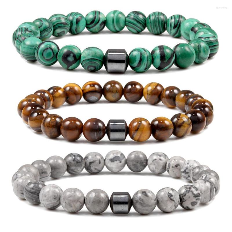 

Strand Men Bracelets Natural Tiger Eye Black Onyx Malachite Lava Beads Bracelet Handmade Couples Yoga Bracelets&Bangle For Gift
