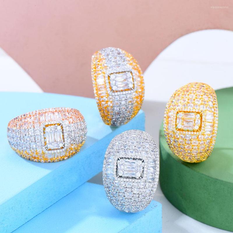 

Wedding Rings GODKI 2022 Trendy Disco Ball Big Bold Statement Ring For Women Cubic Zircon Finger Beads Charm Bohemian Beach Jewelry