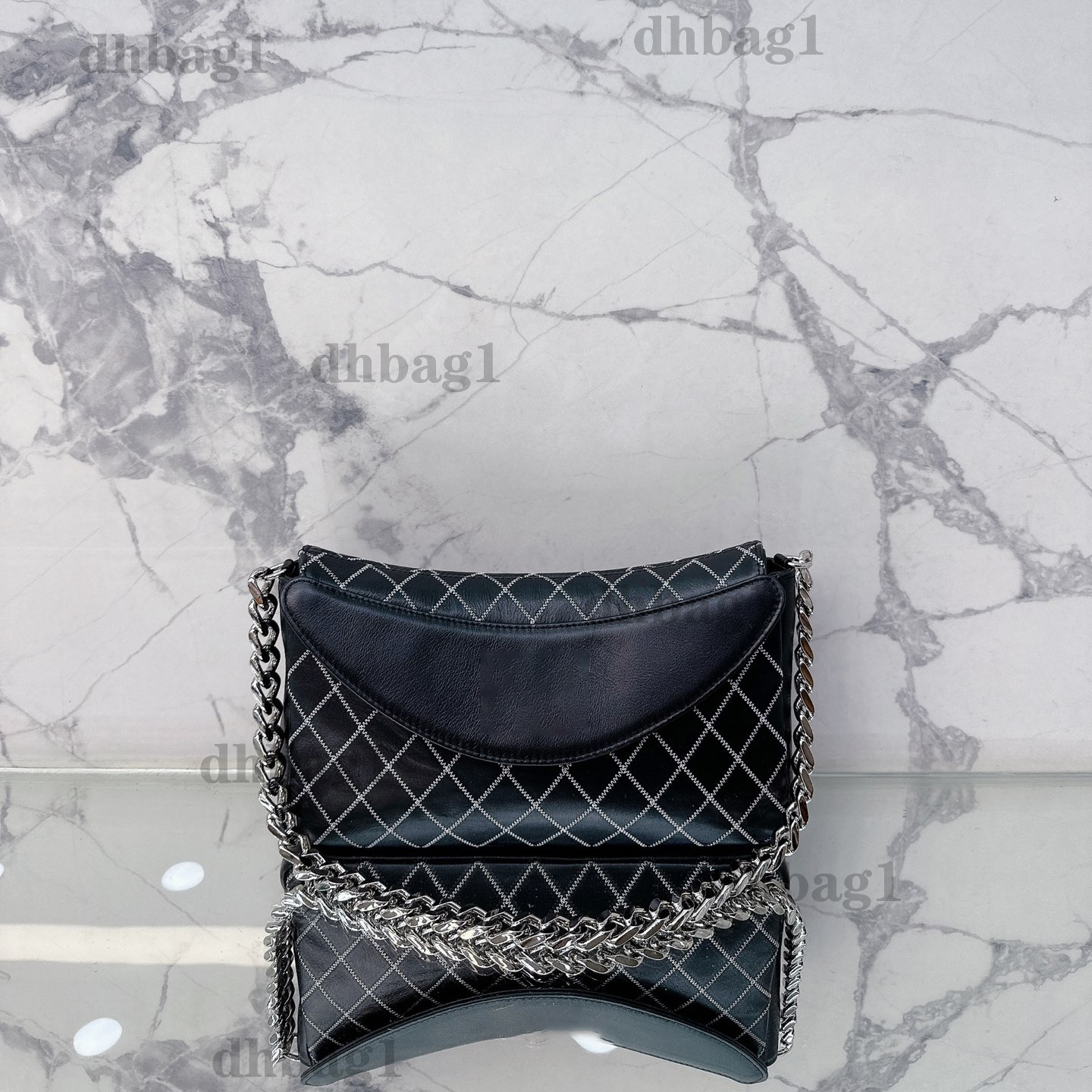 

Classical Designer Armpit Flip Bag Handle Diamond Lattice Genuine Leather Cattlehide Vintage Original Silver Chain Shoulder Casual Fashion Medieval package Bags, Black