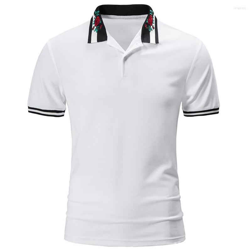 

Men's Casual Shirts Brand Men's 2023 Short Sleeve T-shirt Rose Flower Embroidery Custom Fitted Summer Top Tees Shirt For Man Vintage, Black