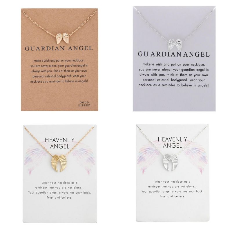 

Angel Wings Necklace With Gift Card Guardian Angel Pendant Necklaces Fashion Jewelry Gifts