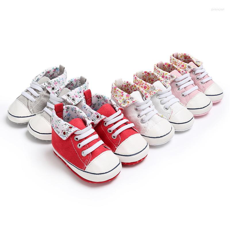 

First Walkers 2022 Infant Baby Boy Girl Anti-Slip Shoes Casual Sneakers Floral Print Soft Soled -18M, Pink