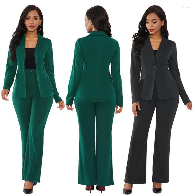 

Women' Two Piece Pants Women' Suit Office Set Long Sleeve 2 Female Winter Pieces Sets, Black
