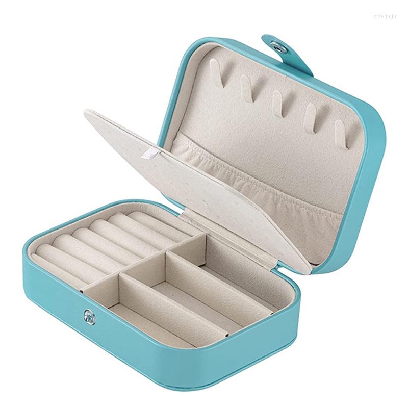 

Jewelry Pouches Portable Box Small 2-Layer Travel Organizer PU Leather Display Storage Case