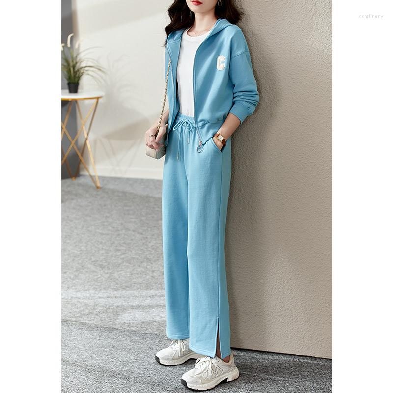 

Women' Two Piece Pants Vimly Sports Hoodie Set Women Autumn 2022 Loose Cardigan Jacket Sweatshirts Casual Fashion Sweatpants 2 Sets Outfit, Blue
