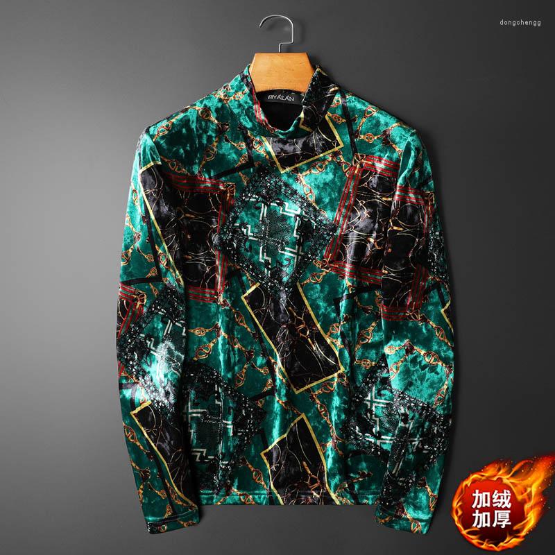 

Men's T Shirts Exquisite 3D Printing Mens Designer Clothes Long Sleeve T-Shirts Winter Quality Velvet Thick Smooth Comfortable Luxury, Picture shown