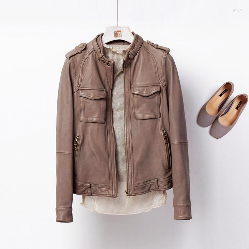 

Women's Jackets Jacket Women Tanned Sheepskin 8 Colors Leather Coat Zipper Long Sleeves Pockets Classic Design Fashion, Picture shown