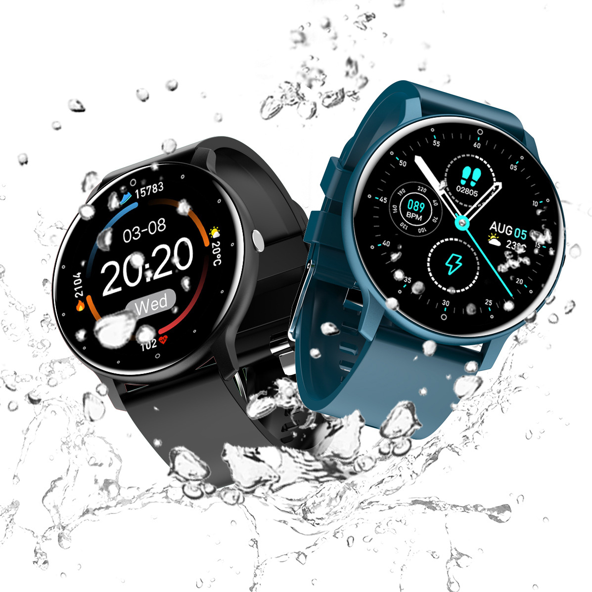 

Yezhou Oem 1.3 Inch Round Ribbed Display Smart Watch Heart Rate Blood Pressure Sports Women Men Watch Ring