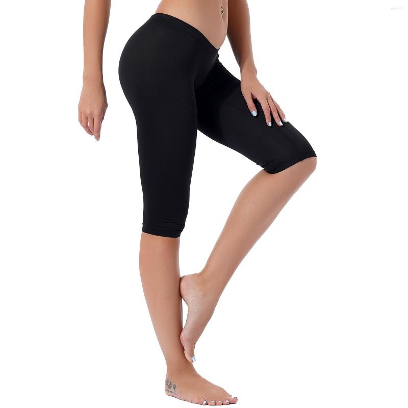 

Women's Pants Women Capris Summer Fitness Solid Low Waist Elastic Waistband Shirred Back Stretchy Calf Length Sport Leggings, White