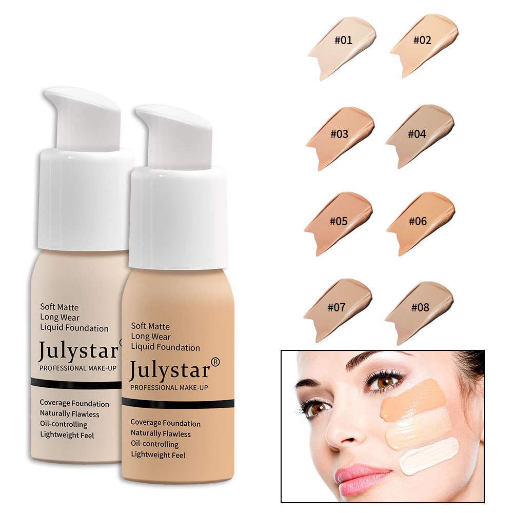 

Liquid Foundation Concealer Face Naturally Matte Oil-Control Waterproof Long Lasting Foundation 30ml 8 Colors Optional, 06#