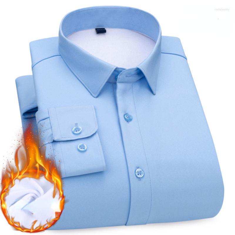 

Men's Dress Shirts Men's Fleece Warm Formal Stretch Long Sleeve Shirt Winter Business Casual Chemise Male Non-Ironing Button Up Gozbkf, Pink