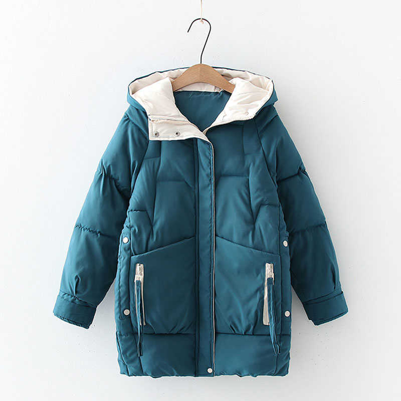 

Women Winter Thick Hooded Down Jacket Cotton Long Warm Padded Parka For Plus Size 2XL Coat, Black