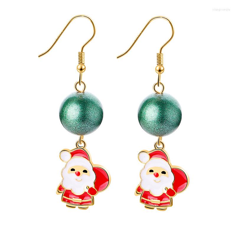 

Dangle Earrings 12pcs/lot Winter Christmas Green Ball-Shaped Red Clothes Santa Claus For Gifts