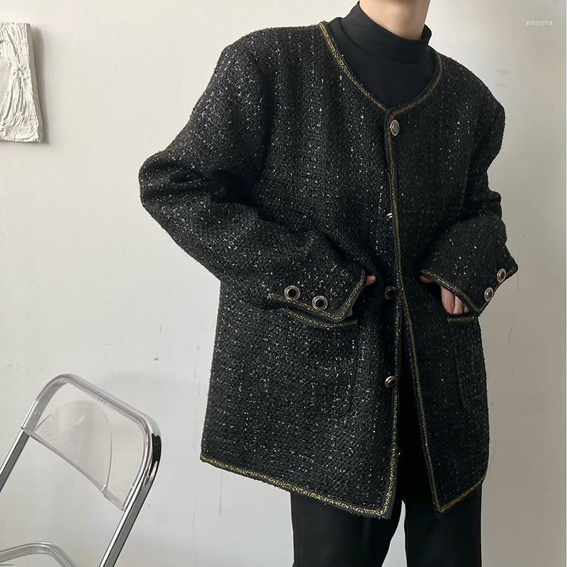 

Men's Jackets 2022 Men's Retro Plaid Printing Streetwear Jacket Casual Clothes Round Collar Coats Fashion Trend Black Color Outerwear