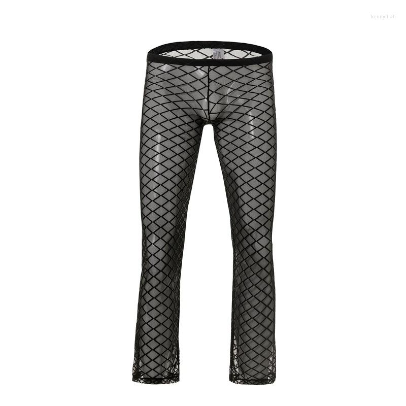 

Men's Sleepwear Plaid Men's Pajama See Through Mesh Erotic Gay Men Sexy Sleeping Pants, Black
