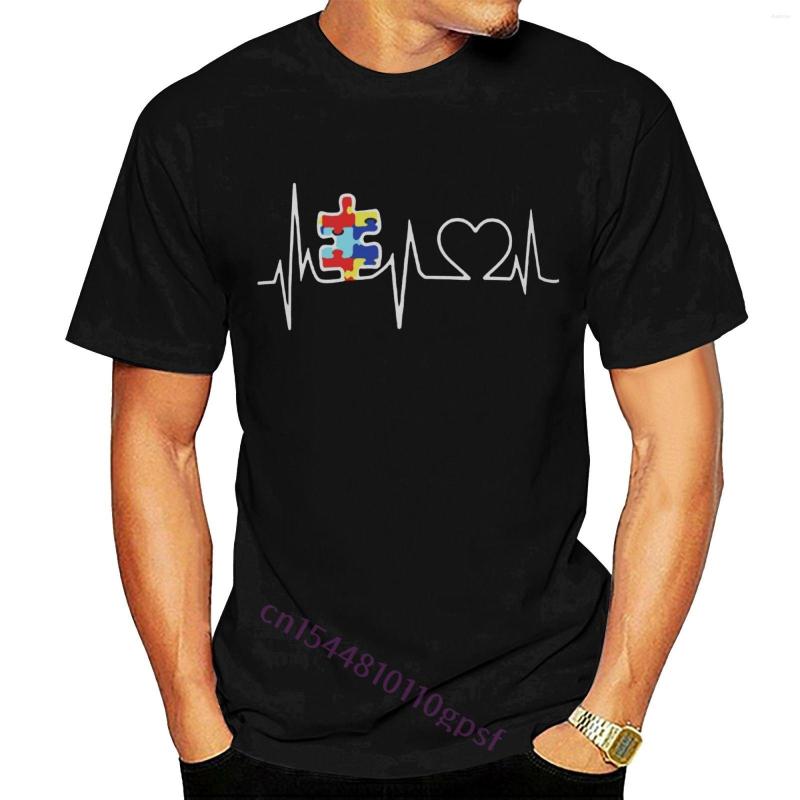 

Men' T Shirts Unisex Autism Puzzle Heartbeat Raise Strong Adult Vintage Funny Tshirt Cotton Black T-Shirt Streetwear Tee, Army green