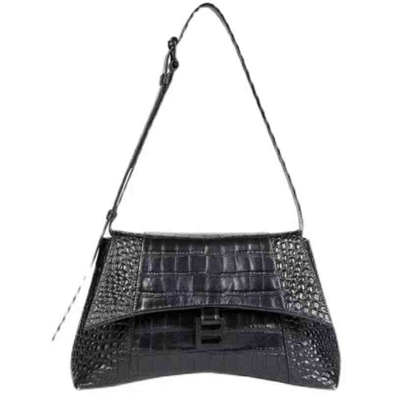 

Designer Hourglass Pink Crocodile balenciga Underarm 2022 Cowhide b Family Crescent Fashion Single Shoulder Messenger Bag Female, Black crocodile