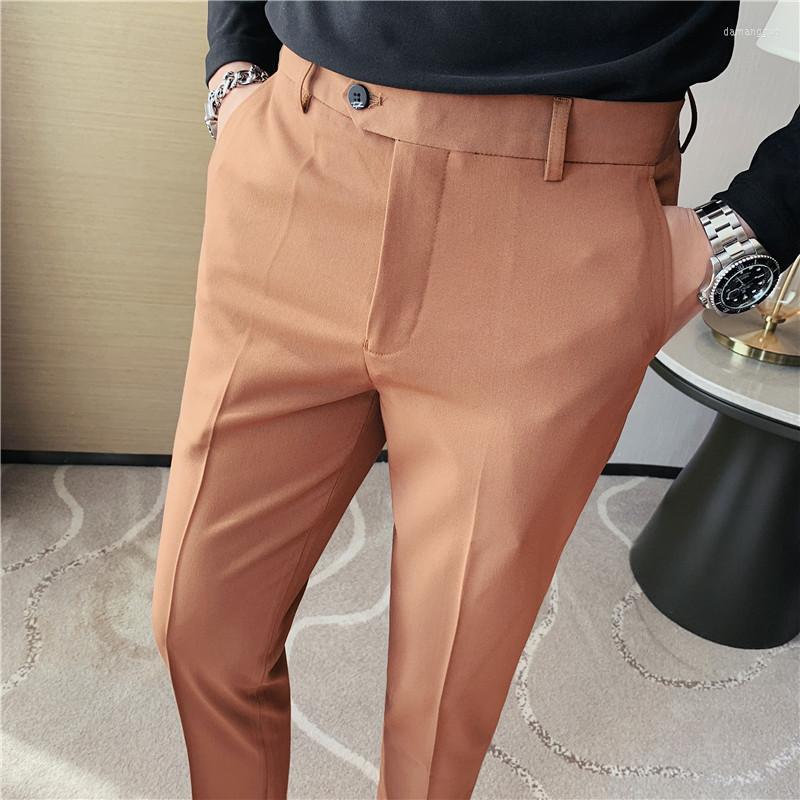 

Men's Suits Men Spring Summer Business Formal Pants Solid Casual Korean Slim Fit Suit 2022 Mens Wedding Social Trousers, White