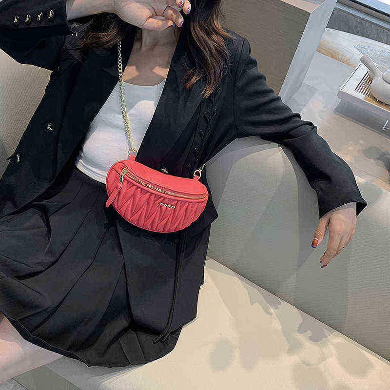 

Fanny packs Wrinkled Chest Bag Single Shoulder Diagonal Bag 221031, Black