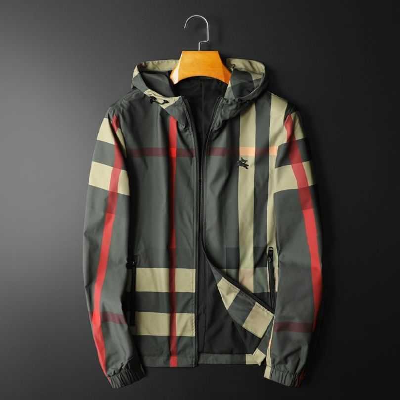 

Burberys Mens Jacket Burbrerys Coat Spring Coat Male Mary and Baoba Fashion Slim Fit Hooded Trendy Plaid Top, Deep khaki cloth color