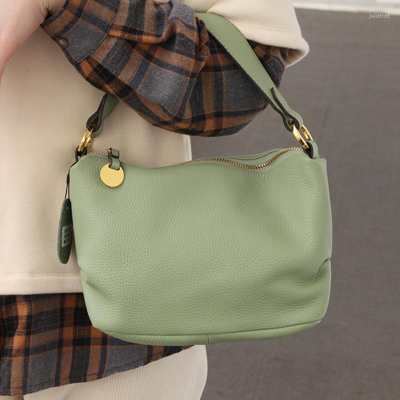 

Evening Bags Soft Genuine Leather Handbags For Women Ladies Shoulder Bag Solid Color Casual Cowhide Crossbody Female Purse, Black