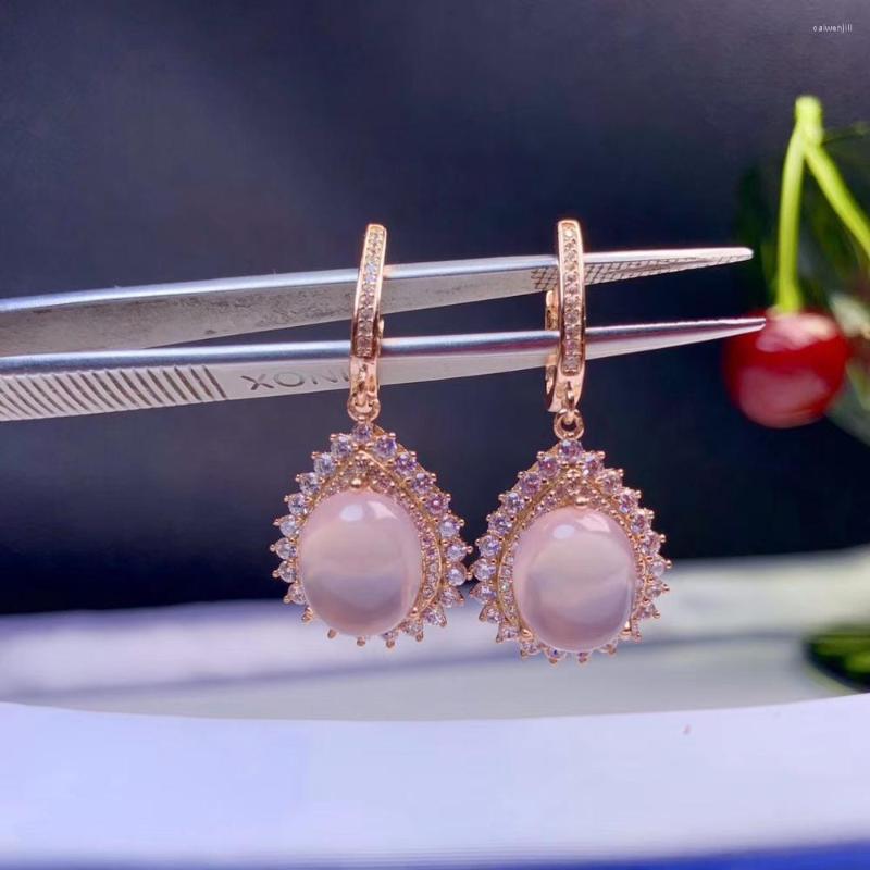 

Dangle Earrings Charming Pink Rose Quartz Earring With 925 Silver For Women