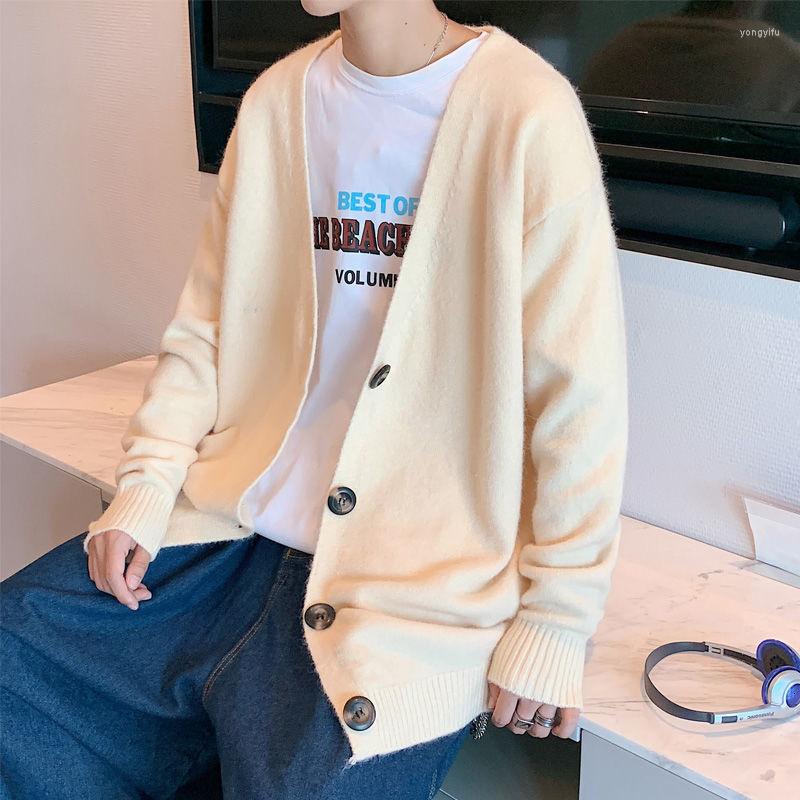

Men's Sweaters Multicolor Cardigan Sweater Men Warm Fashion Casual Knitted Coat Loose Long-sleeved Jacket Mens Jumper M-3XL, Creamy-white