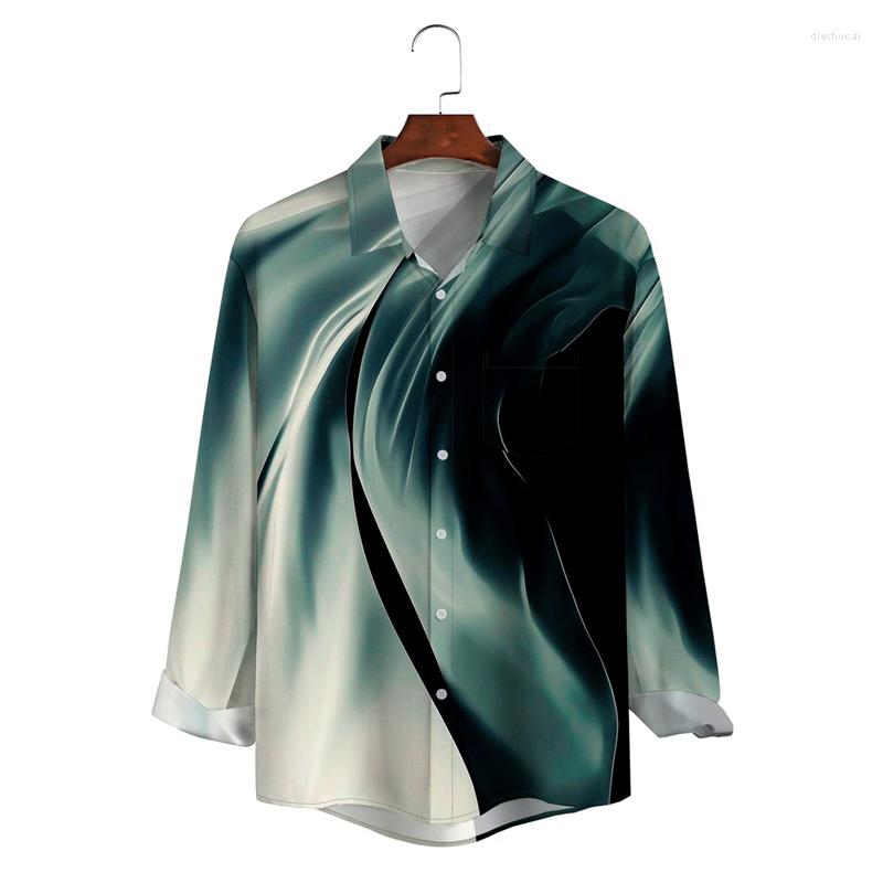

Men' Casual Shirts Men' Geometric Art Long Sleeve Hawaiian Shirt With Chest Pocket, Sky blue